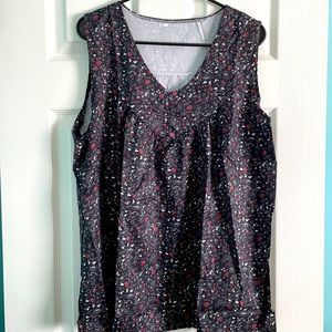 Women’s Black Flowered Tank Top, Size 3XL